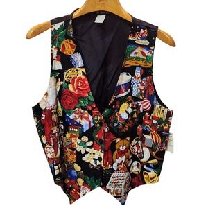 Vintage 111 Main Christmas Vest NWT Nutcracker Santa Teddy Bear Novelty L/XL